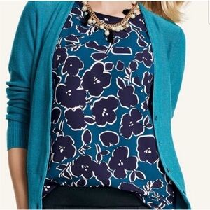 Cabi Women's Sleeveless Teal Floral Warhol Blouse S